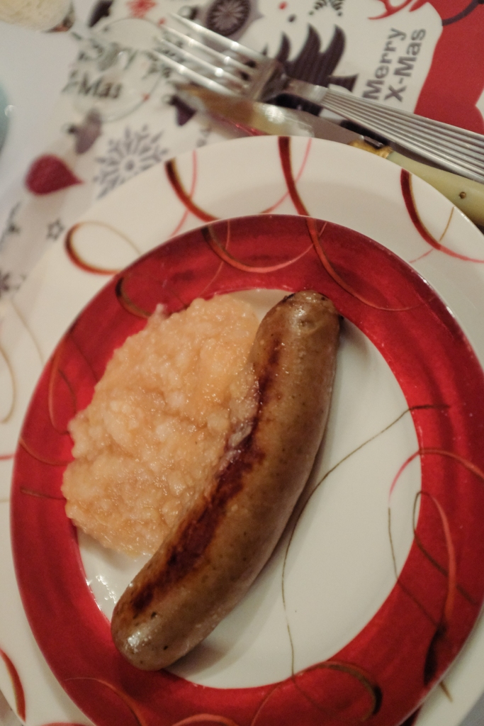 French white sausage with apple compote